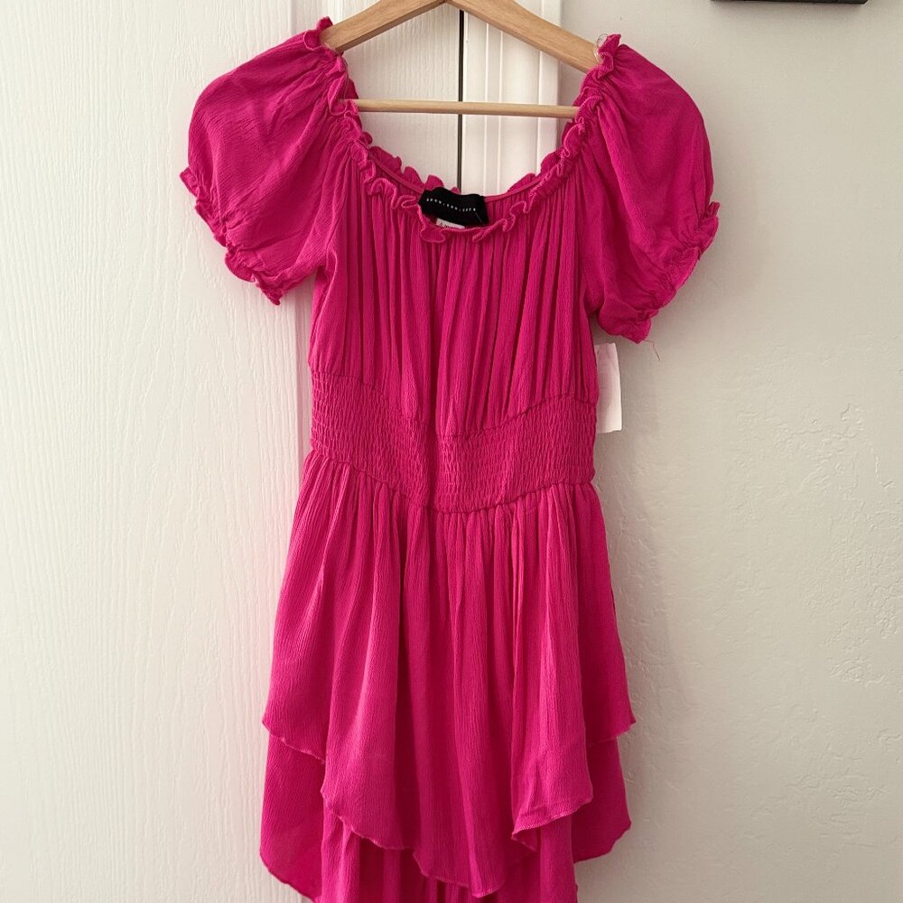 Know One Cares Pink Smocked Mini Dress NWT | Off Shoulder Boho Festival Size S